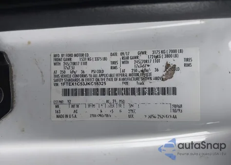 2018 Ford F-150 Xl z USA, uszkodzony, nr VIN 1FTEX1C53JKC18325